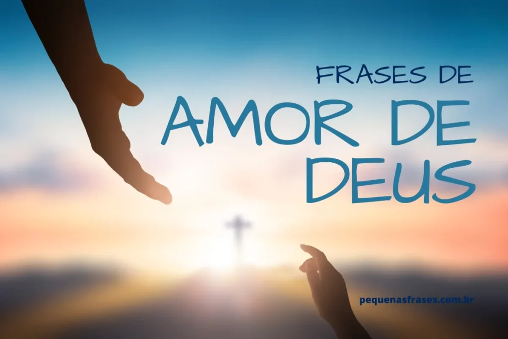 Mãos estendidas em direção à luz com uma cruz desfocada ao fundo, simbolizando a presença do amor de Deus, fé e espiritualidade.